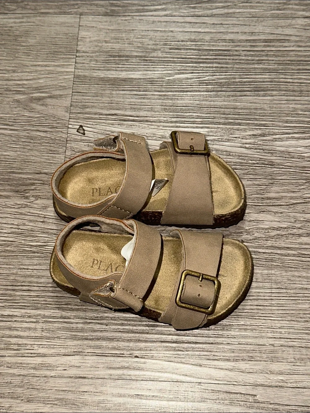 The Children's Place Taupe Double-Strap Buckle Sandals